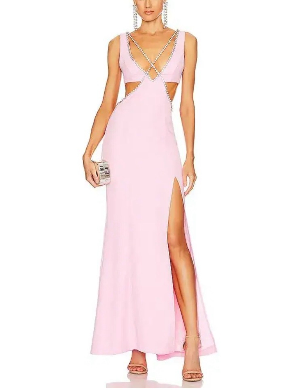 MAJORELLE Matteson Pink Cutout Rhinestone Maxi Gown Medium New With Tags